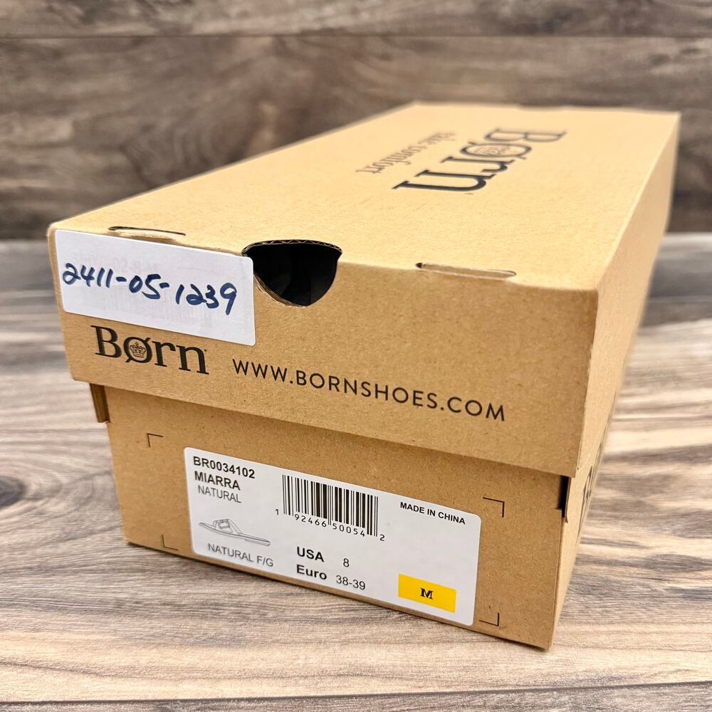 NIB Born Miarra 8M 38-39 Natural Big Buckle Leather Slide Sandals - Picture 10 of 11